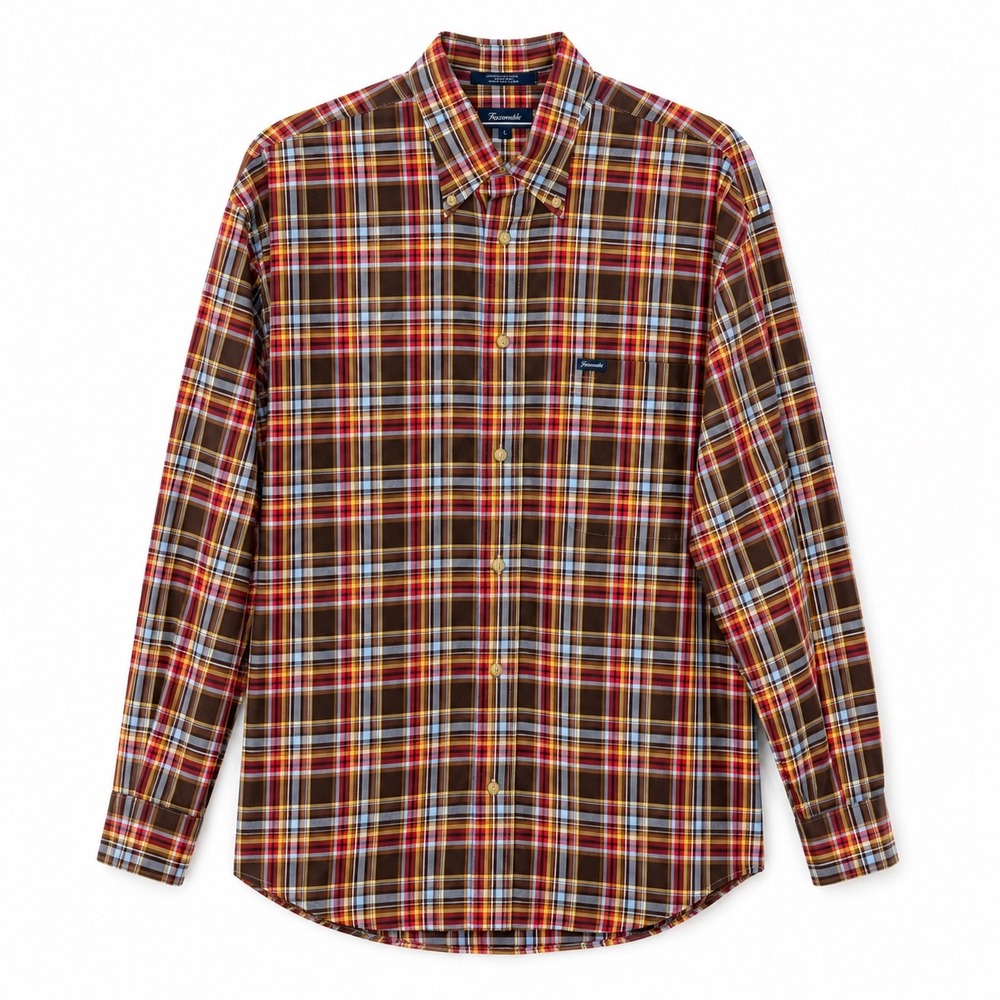Vintage Façonnable Plaid Shirt Large Cotton French Preppy Menswear